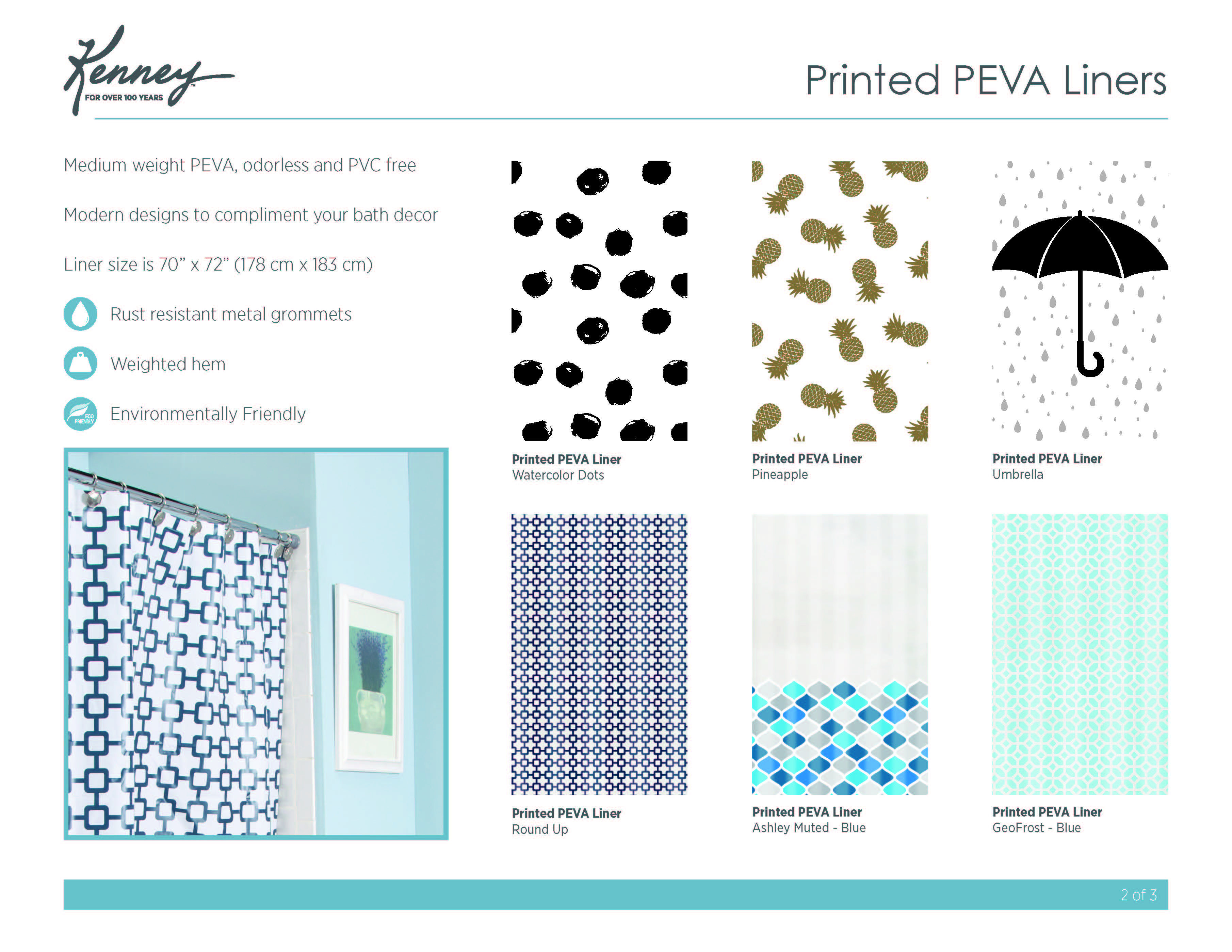 Printed PEVA Shower Liners